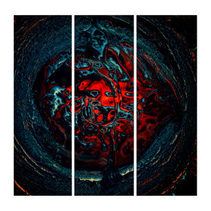 Ocean Inferno Red Glow Triptych