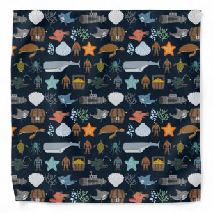 Ocean Inhabitants Pattern 1 Bandana