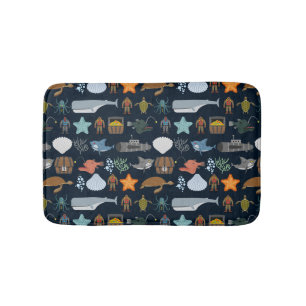 Ocean Inhabitants Pattern 1 Bathroom Mat
