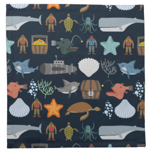 Ocean Inhabitants Pattern 1 Cloth Napkin