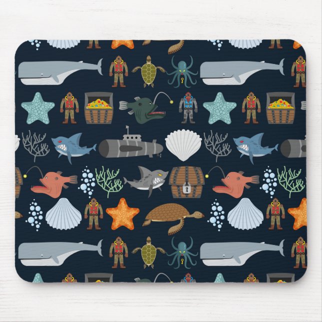 Ocean Inhabitants Pattern 1 Mouse Pad (Front)