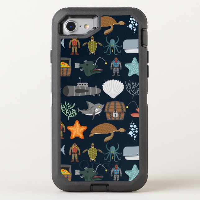 Ocean Inhabitants Pattern 1 Otterbox iPhone Case (Back)
