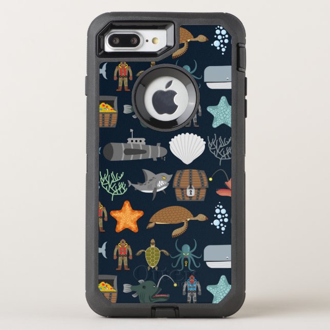 Ocean Inhabitants Pattern 1 Otterbox iPhone Case (Back)