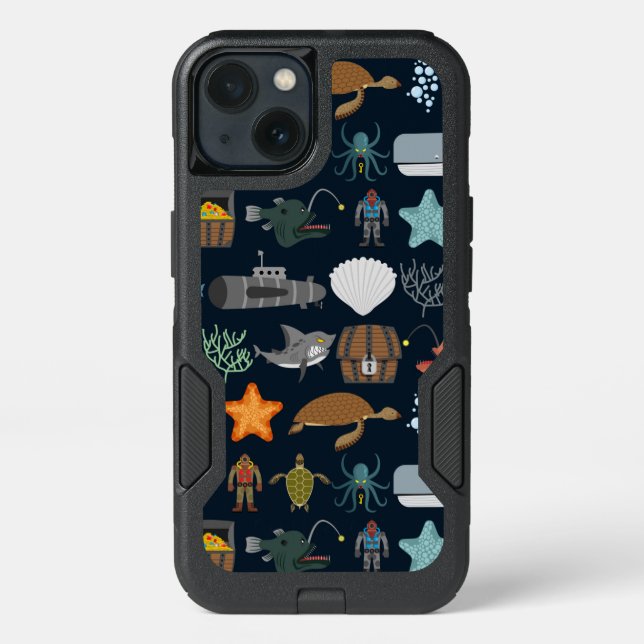 Ocean Inhabitants Pattern 1 Otterbox iPhone Case (Back)