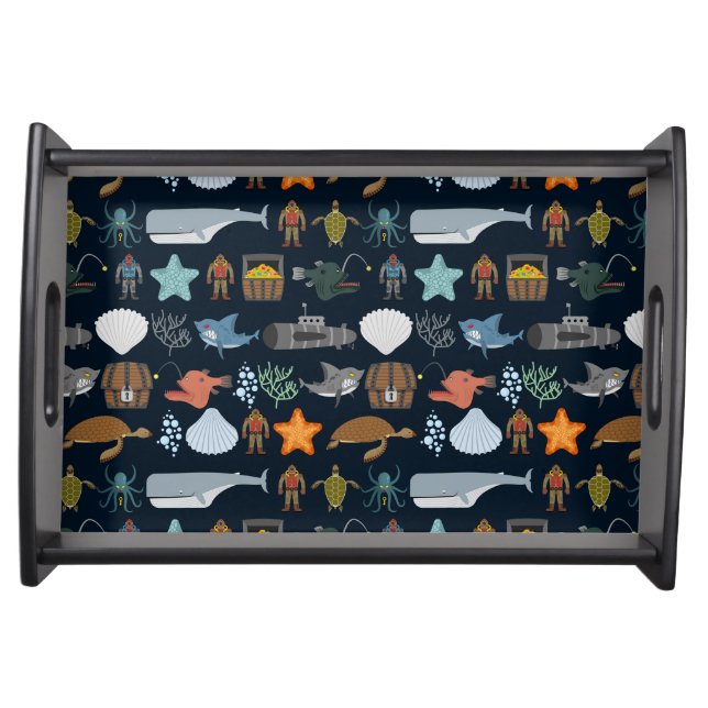 Ocean Inhabitants Pattern 1 Serving Tray (Front)