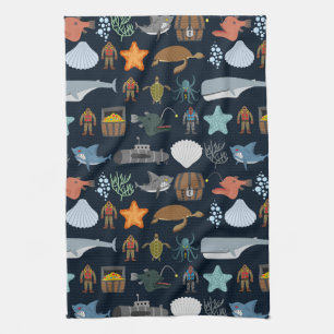 Ocean Inhabitants Pattern 1 Towel