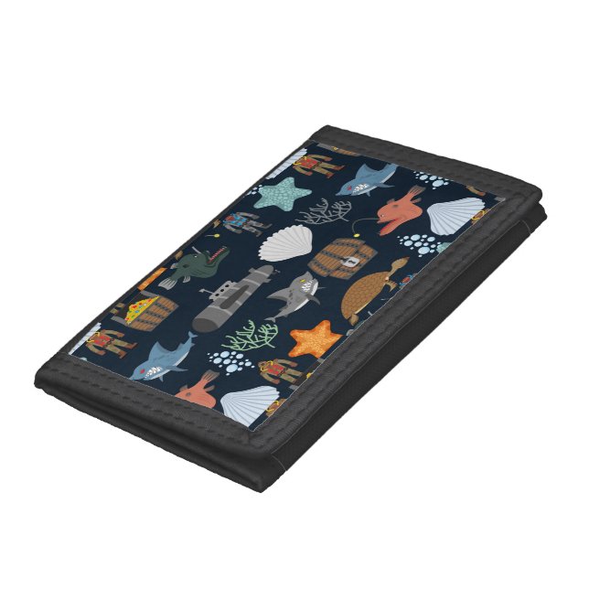 Ocean Inhabitants Pattern 1 Tri-fold Wallet (Bottom)