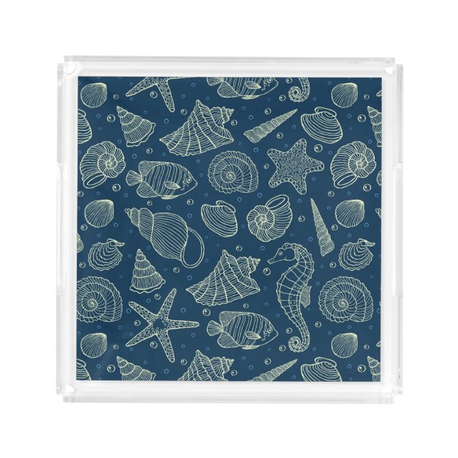 Ocean Inhabitants Pattern 2 Acrylic Tray (Front)