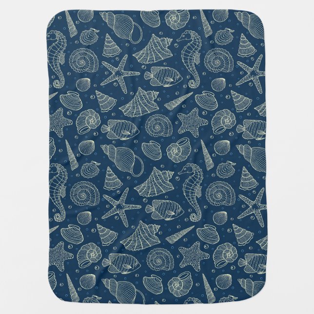 Ocean Inhabitants Pattern 2 Baby Blanket (Front)
