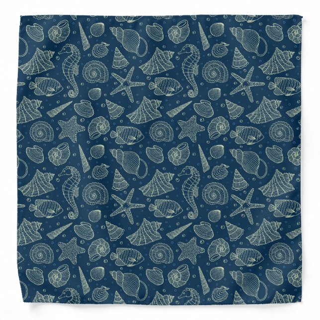 Ocean Inhabitants Pattern 2 Bandana (Front)