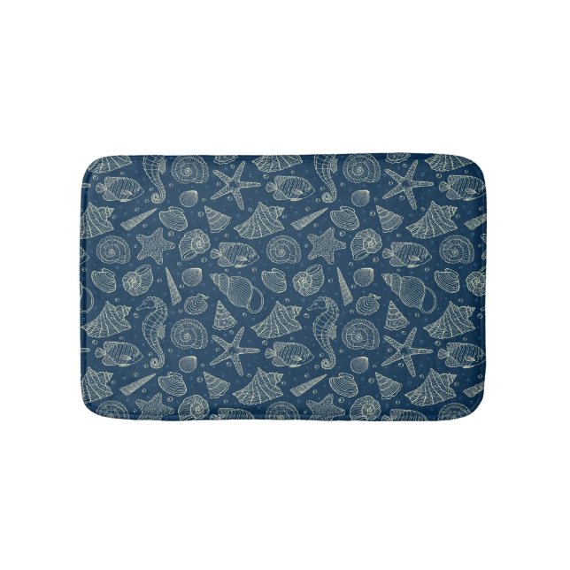 Ocean Inhabitants Pattern 2 Bathroom Mat (Front)