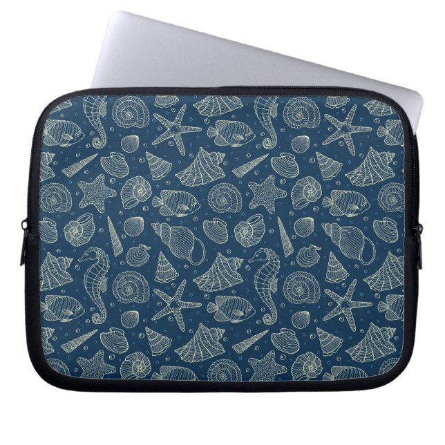 Ocean Inhabitants Pattern 2 Laptop Sleeve (Front)