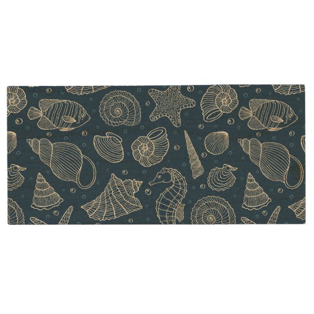 Ocean Inhabitants Pattern 2 Wood Flash Drive (Front)