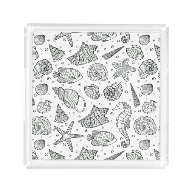 Ocean Inhabitants Pattern 3 Acrylic Tray (Front)