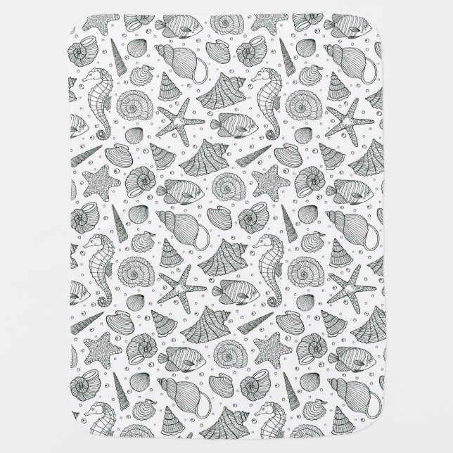 Ocean Inhabitants Pattern 3 Baby Blanket (Front)