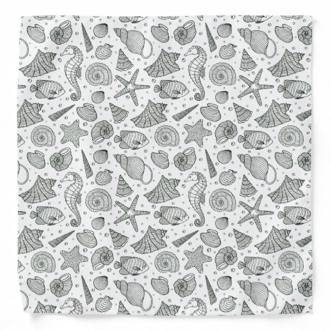 Ocean Inhabitants Pattern 3 Bandana (Front)