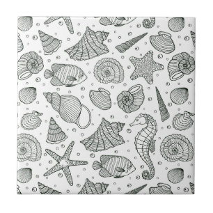 Ocean Inhabitants Pattern 3 Ceramic Tile