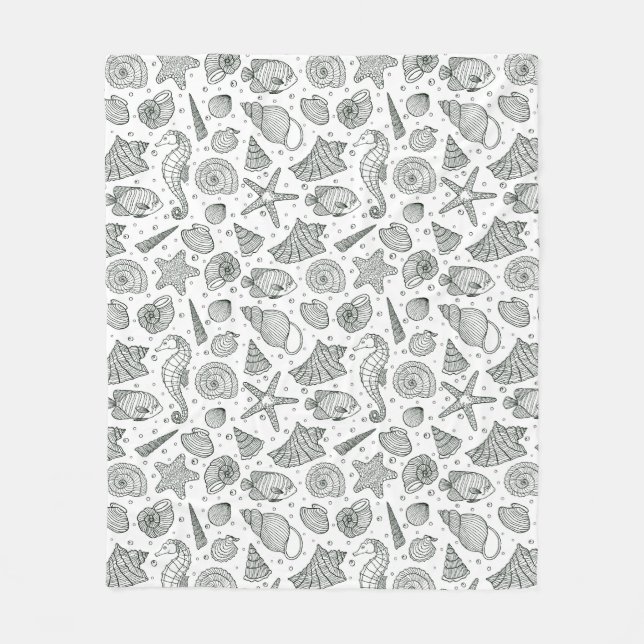 Ocean Inhabitants Pattern 3 Fleece Blanket (Front)
