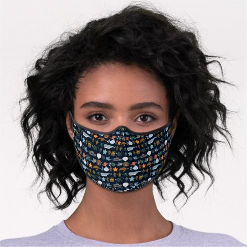 Ocean Inhabitants Pattern 3 Premium Face Mask