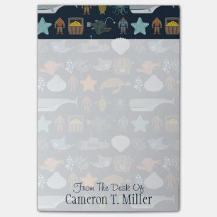 Ocean Inhabitants Pattern   Add Your Name Post-it Notes