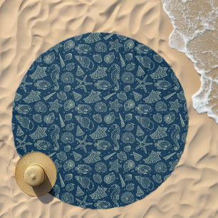 Ocean Inhabitants Pattern Beach Towel