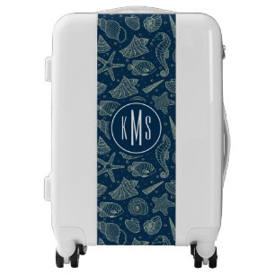 Ocean Inhabitants Pattern   Monogram Luggage