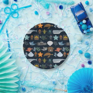 Ocean Inhabitants Pattern Paper Plates