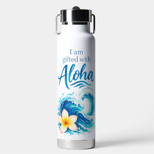 Ocean Inspired Aloha Plumeria Water Bottle
