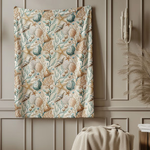 Ocean Inspired Blanket with Gentle Seashell Motifs