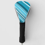 [ Thumbnail: Ocean-Inspired Blue/Teal/Aqua Stripes Golf Head Cover ]