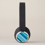[ Thumbnail: Ocean-Inspired Blue/Teal/Aqua Stripes Headphones ]