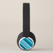 Ocean-Inspired Blue/Teal/Aqua Stripes Headphones (Left)