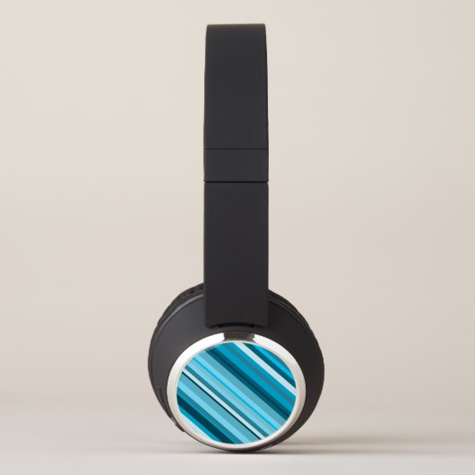 Ocean-Inspired Blue/Teal/Aqua Stripes Headphones (Right)