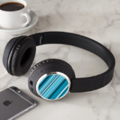 Ocean-Inspired Blue/Teal/Aqua Stripes Headphones (In Situ)