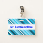 [ Thumbnail: Ocean-Inspired Blue/Teal/Aqua Stripes + Name Badge ]