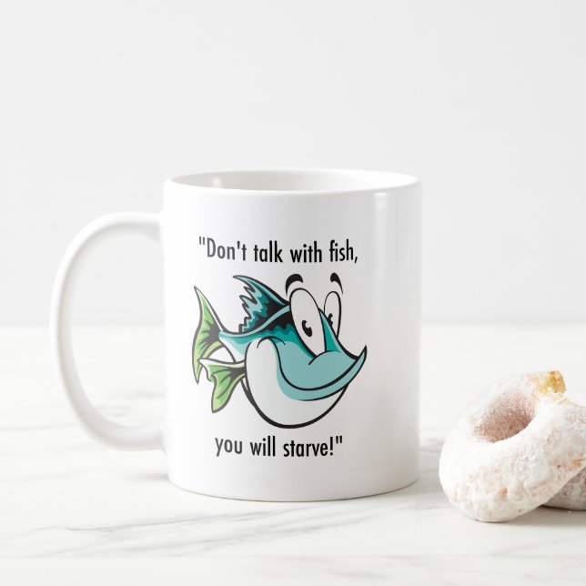 Ocean-Inspired Fashion doesn't talk with fish  Coffee Mug (With Donut)