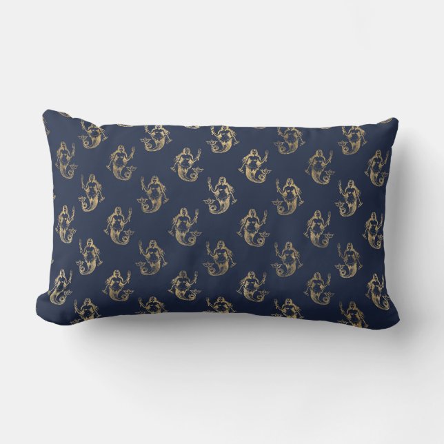"Ocean Inspired Paper" "Fantasy Mermaid Background Lumbar Pillow (Front)