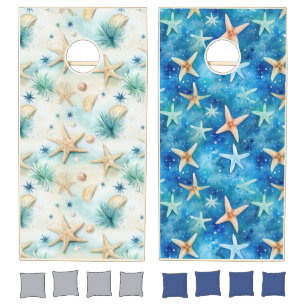Ocean-Inspired Starfish & Seashells Beach Theme Cornhole Set
