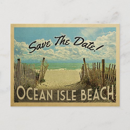Ocean Isle Beach Save The Date Vintage Nautical Announcement Postcard