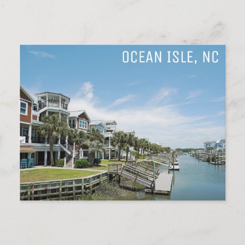 Ocean Isle North Carolina Canal Homes Travel Postcard