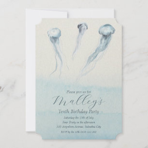 Ocean Jellyfish Age Number Birthday Invite
