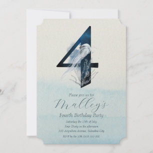 Ocean Jellyfish Age Number Four 4th Birthday Invitation