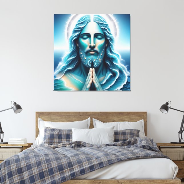 Ocean Jesus Christ Portrait  Canvas Print (Insitu(Bedroom))