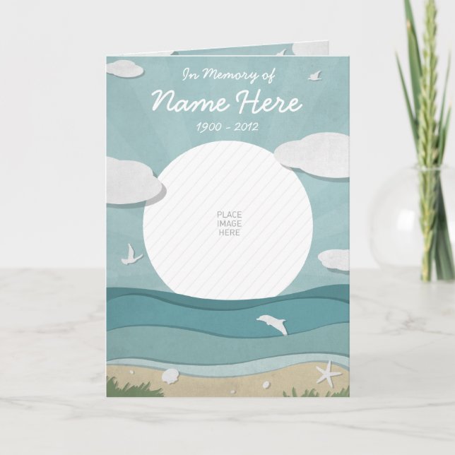 Ocean Joy Memorial Card / Funeral Program (Front)