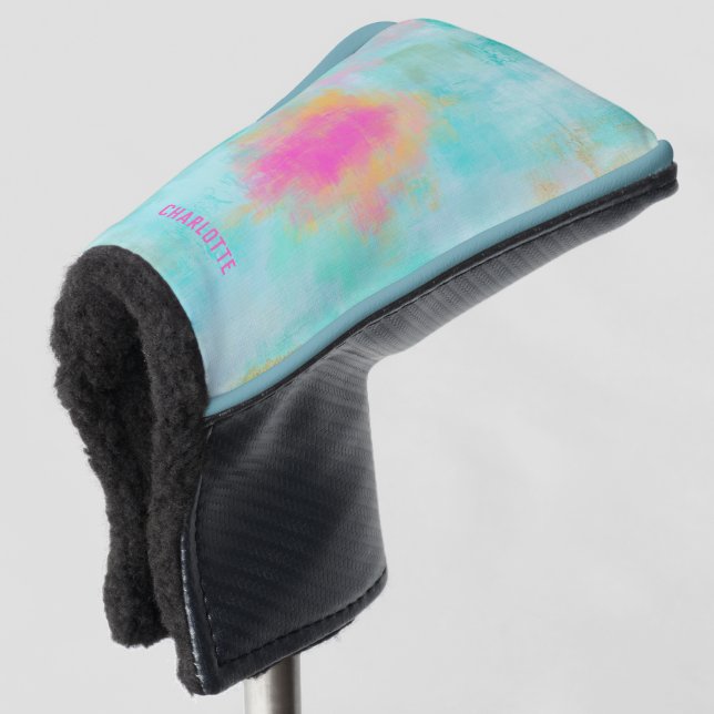 Ocean Joyride - Blue Turquoise Abstract Art  Golf Head Cover (3/4 Front)