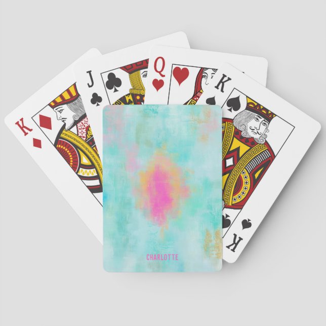 Ocean Joyride - Sand Beach Blue Turquoise Abstract Poker Cards (Back)