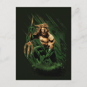 Ocean King Trident Warrior Dynamic Comic Art Holiday Postcard