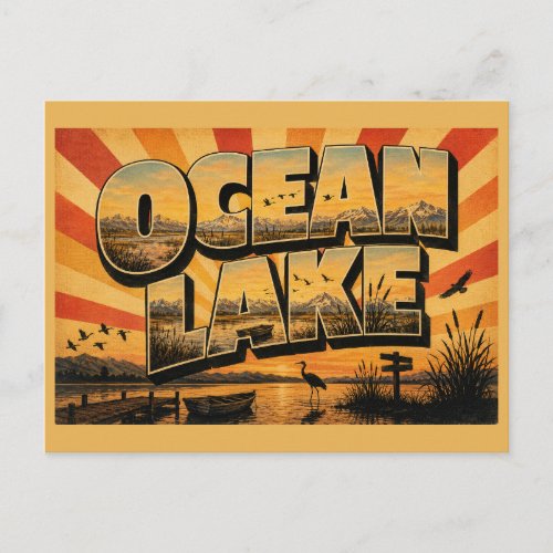 Ocean Lake WY Wetlands Mountains Wildlife Art Postcard