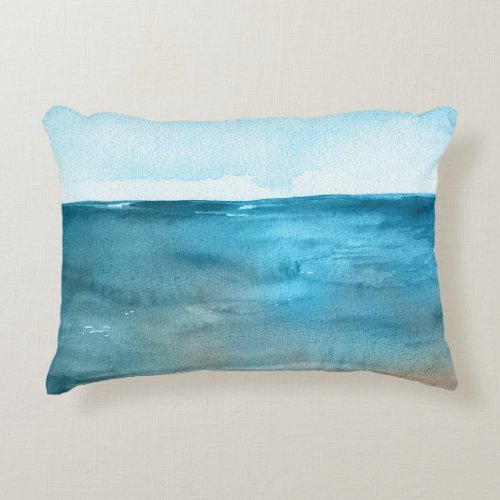 Ocean Landscape Watercolor Beauty Accent Pillow