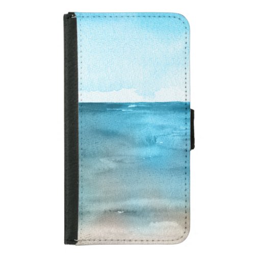 Ocean Landscape Watercolor Beauty Samsung Galaxy S5 Wallet Case